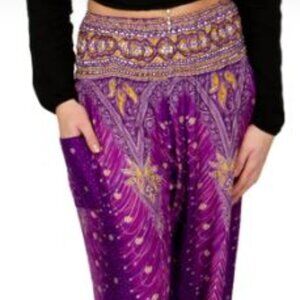 Happy Trunks Purple Smocked Harem Pants Sz L